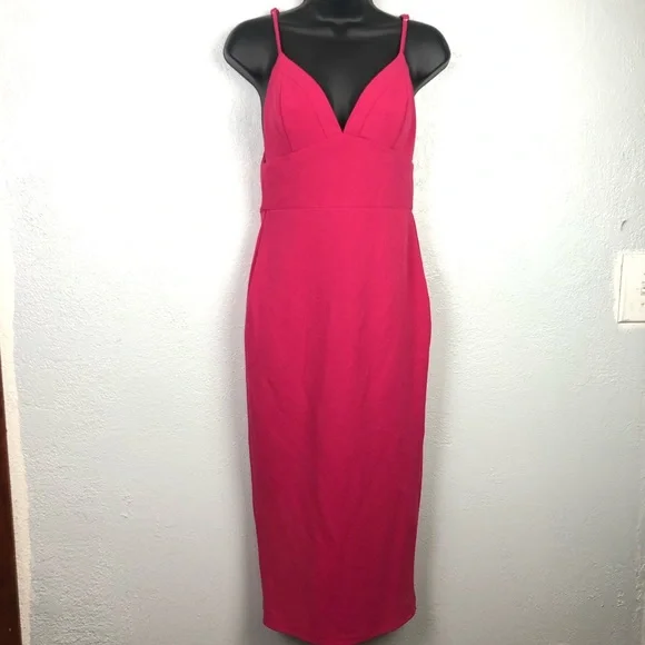 NEW LULU’S bodycon fitted exposed zipper hot pink Dress sexy Sz XS - Picture 4 of 14